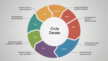 Et diagram som viser forskjellige sektorer av en sirkel, med hver sektor merket og farget forskjellig.