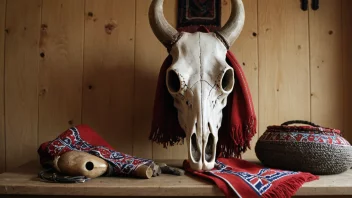 Et tradisjonelt norsk bånsul, en dekorert hest eller ku-skalle, er et unikt og fascinerende stykke folk kunst.