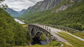 En tradisjonell norsk vossabru i et naturskjønt landskap