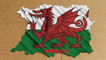 En rød drage på en grønn og hvit bakgrunn, som symboliserer Wales