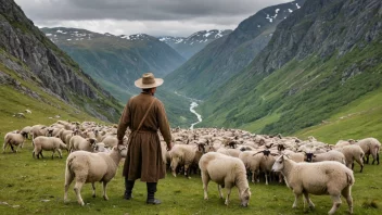 En tradisjonell norsk gjetter i fjellet.