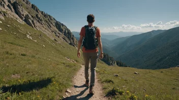 En person som går på tur i fjellet og nyter utsikten