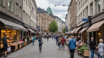 En travel handlegate i Oslo med ulike butikker og kafeer.