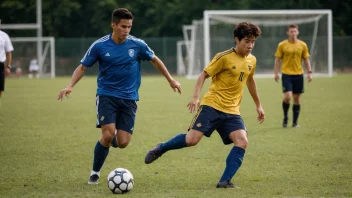 En fotballspiller i aksjon, kjemper for en plass på laget.