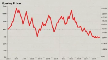 En graf som viser en nedgang i boligprisene over tid.