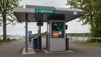 En avgiftsbod med et skilt som sier 'Avgiftsbod' på norsk.