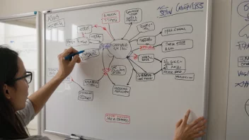 En person som organiserer et komplekst system ved hjelp av en whiteboard og markører.