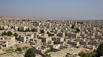 Byen Tarsus i Tyrkia, med en blanding av antikke og moderne bygninger.