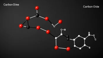 En molekyl av karbonoksid, med atomer og bindinger merket