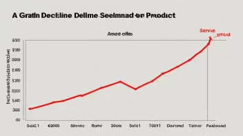 En graf som viser en nedgang i salg eller etterspørsel.