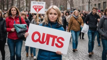 En person som protesterer mot utdanningsinnskrenkninger i Norge.