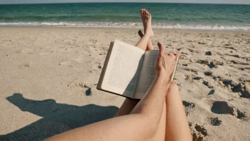 En person som leser en bok på en strand om sommeren