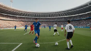 En gruppe mennesker som spiller fotball på et stadion med en klokke i bakgrunnen som viser en kort tidsramme