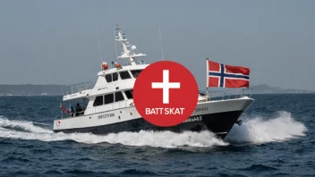 En båt med norsk flagg, som illustrerer begrepet båtskatt