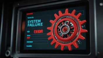Et bilde av en systemnedbryting, med ødelagte komponenter og feilmeldinger.