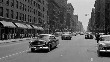 Et foto av en bygate fra 1950-tallet.