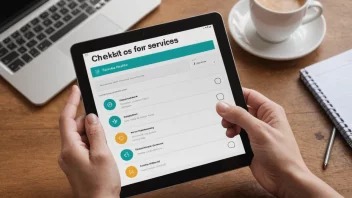 En person som holder en nettbrett med en sjekklister over regler for innkjøp av tjenester.