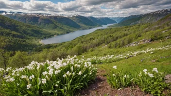 En fredelig og fargerik avbildning av et norsk vårlandskap.