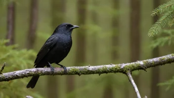 En svart fugl med en karakteristisk sang sitter på en gren i en norsk skog.