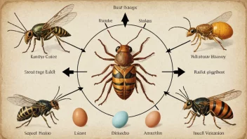 En illustrasjon av den komplekse prosessen med insektutvikling, som viser de ulike stadiene og faktorene som er involvert.