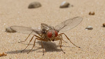 En sandmygg som flyr rundt hodet på en person på en strand.