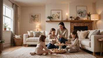 En familie som tilbringer kvalitetstid sammen i en komfortabel stue.