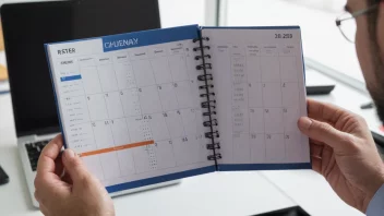 En person som holder en kalender eller planlegger med en tidsplan eller vaktliste på den.