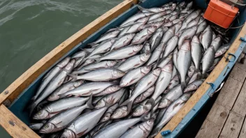 En fiskebåt med en stor fangst av fisk, inkludert noen uventede arter.