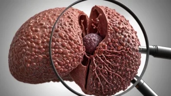 En 3D-illustrasjon av en lever med en forstørret visning av hepatittviruset