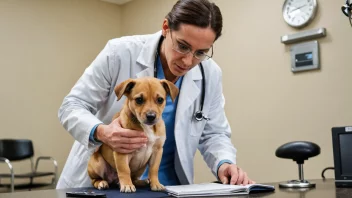 En veterinær undersøker en hund.