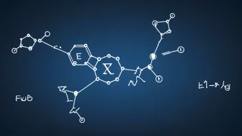 En illustrasjon av en kjemisk reaksjon der molekyler taper elektroner, mot en blå bakgrunn med vitenskapelige symboler og ligninger.