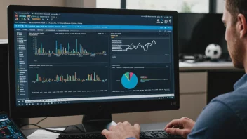 En person som analyserer fotballstatistikk på en dataskjerm