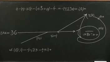 En matematisk ligning på en tavle, med et diagram av et bevegelig objekt i bakgrunnen.