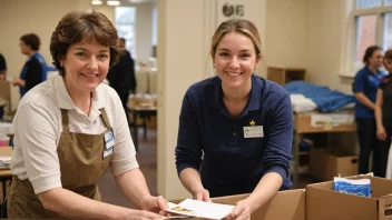 En person som frivillig arbeider for en lokal veldedighet, med en varm og inkluderende atmosfære.