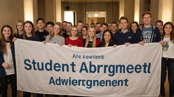 En gruppe studenter som deltar på et universitetsarrangement.