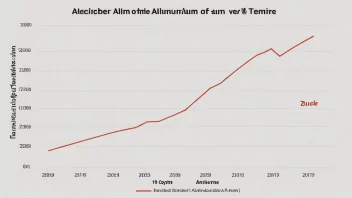 En graf som viser verdien av aluminium over tid, med en bakgrunn av aluminiumprodukter