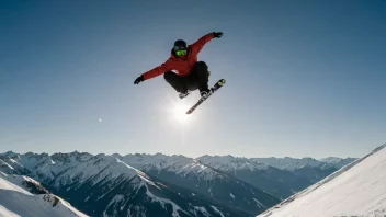 En snowboardkjører i luften, utfører et flip-trikk med et storslått fjellandskap i bakgrunnen.