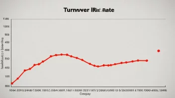 En graf som viser omsætningshastigheten til et selskap over tid.