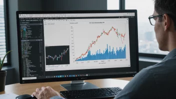 En person som analyserer eksportdata på en dataskjerm