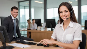 En kundeservicerepresentant hjelper en kunde med et smil