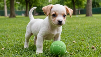 En glad hundehvalp som leker i parken.