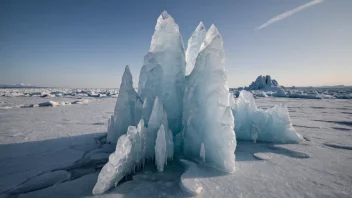 En majestetisk isformasjon står tall i den frosne ødemarken.