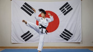 En person som trener taekwondo i et studio