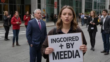 En person protesterer mot at media ignorerer viktige saker