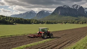 Jordbruksaktivitet i et norsk landskap.