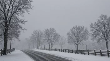 En snøstorm med kraftig vind og tung snøfall.