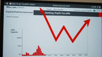 En visuell fremstilling av en eksportkollaps, med en nedadgående graf og en rød pil som peker nedover.