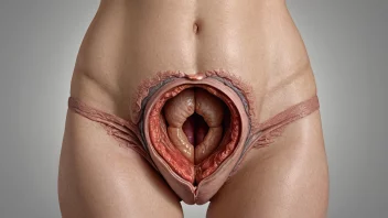 En illustrasjon av en kvinnes bekkenområde etter fødsel, som viser effektene av en vaginal rift.