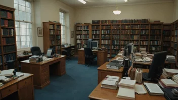 Et moderne bibliotek med en stor samling av bøker og medier.