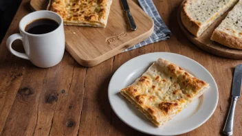 En deilig og tradisjonell norsk flatbrød, formbakst, servert med en kopp kaffe og en skive ost.